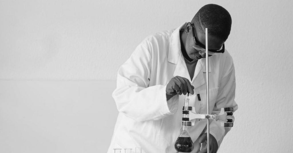 Scientist about to use a PT1000 thermometer.